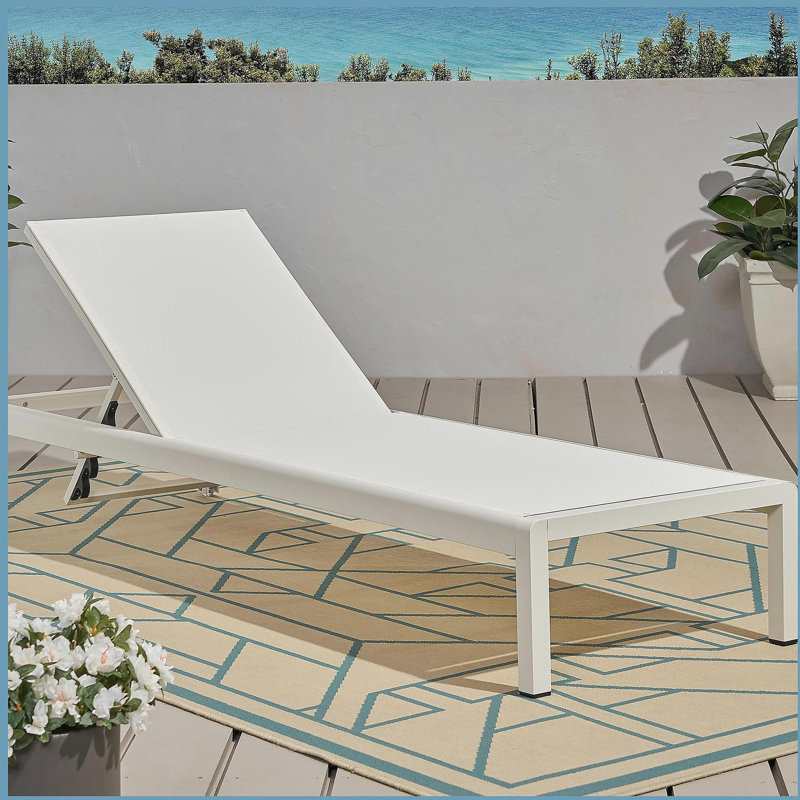 Chaise longue tendance pour l'extérieur, Blanc