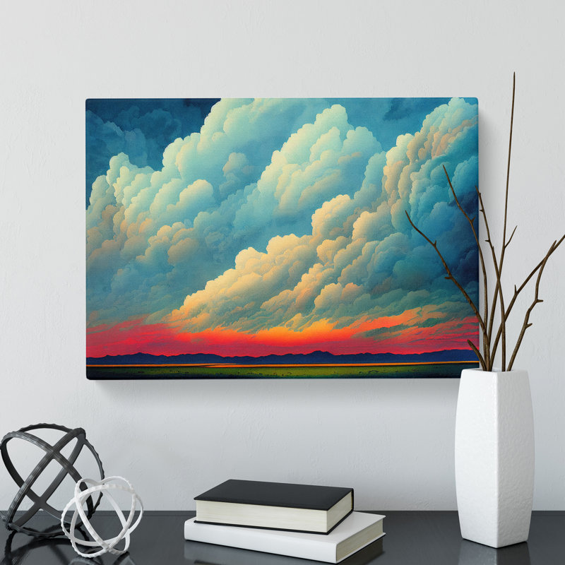 Dreamy Cloudy Sky - Wrapped Canvas Painting, 35cm H x 50cm W x 3cm D