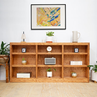 Orient Triple Wide Wood Bookcase, 9 Bookshelf, 36 inch Tall Storage and Display Bookshelf for Home Office and Living Room by Winston Porter