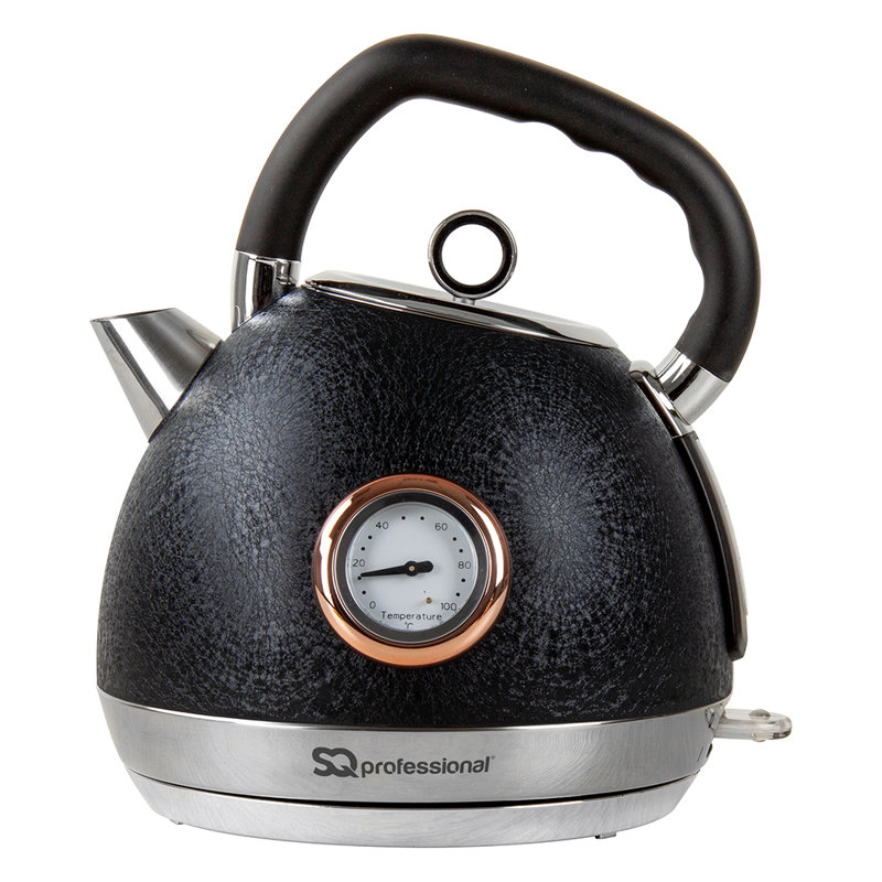 SQ Professional Epoque 1.8L Stainless Steel Electric Tea Kettle, Black