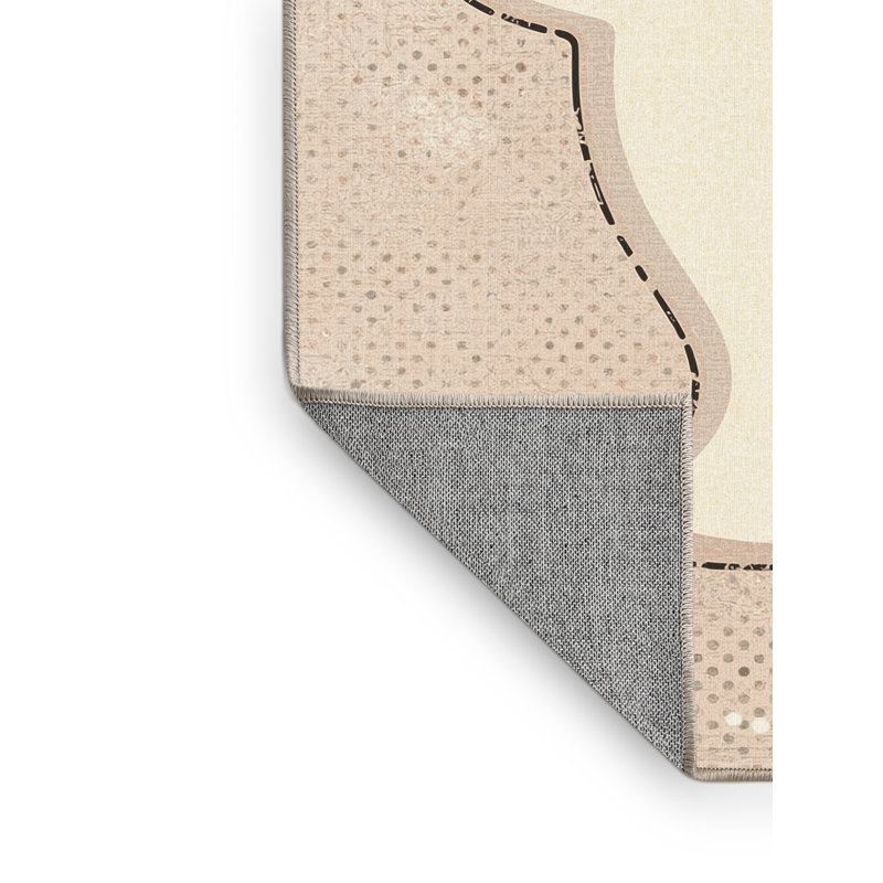 Tapis abstrait moderne et contemporain Balbo Halloween lavable à la machine - reliure beige, 2x4