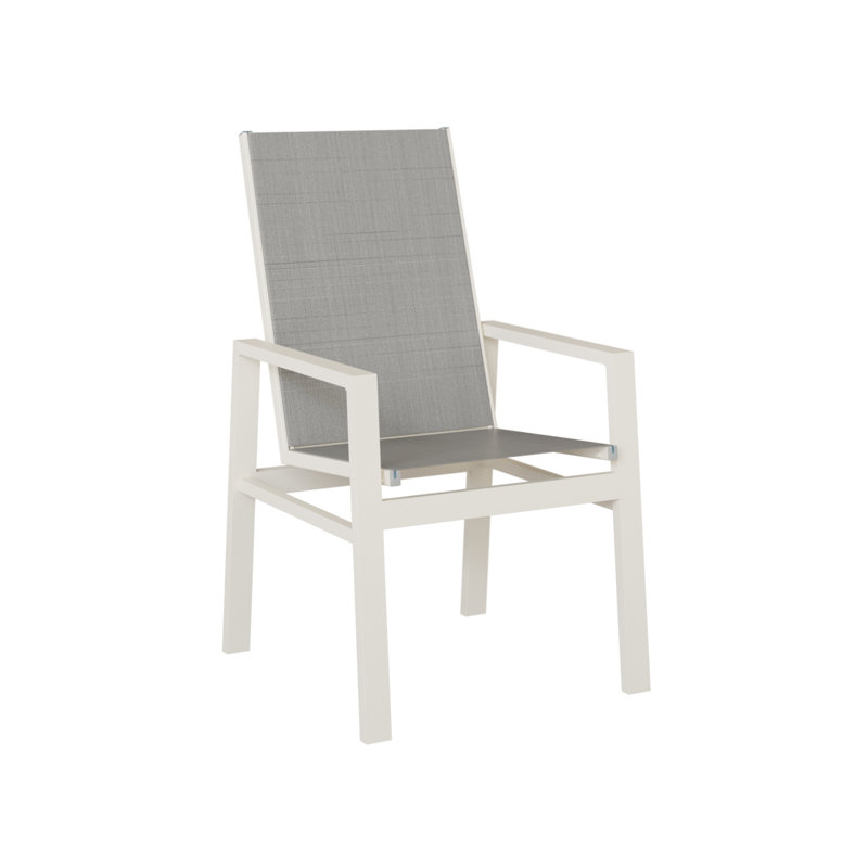 Chaise de salle à manger à haut dossier en aluminium blanc mat Berlin, Charm platine, Blanc mat