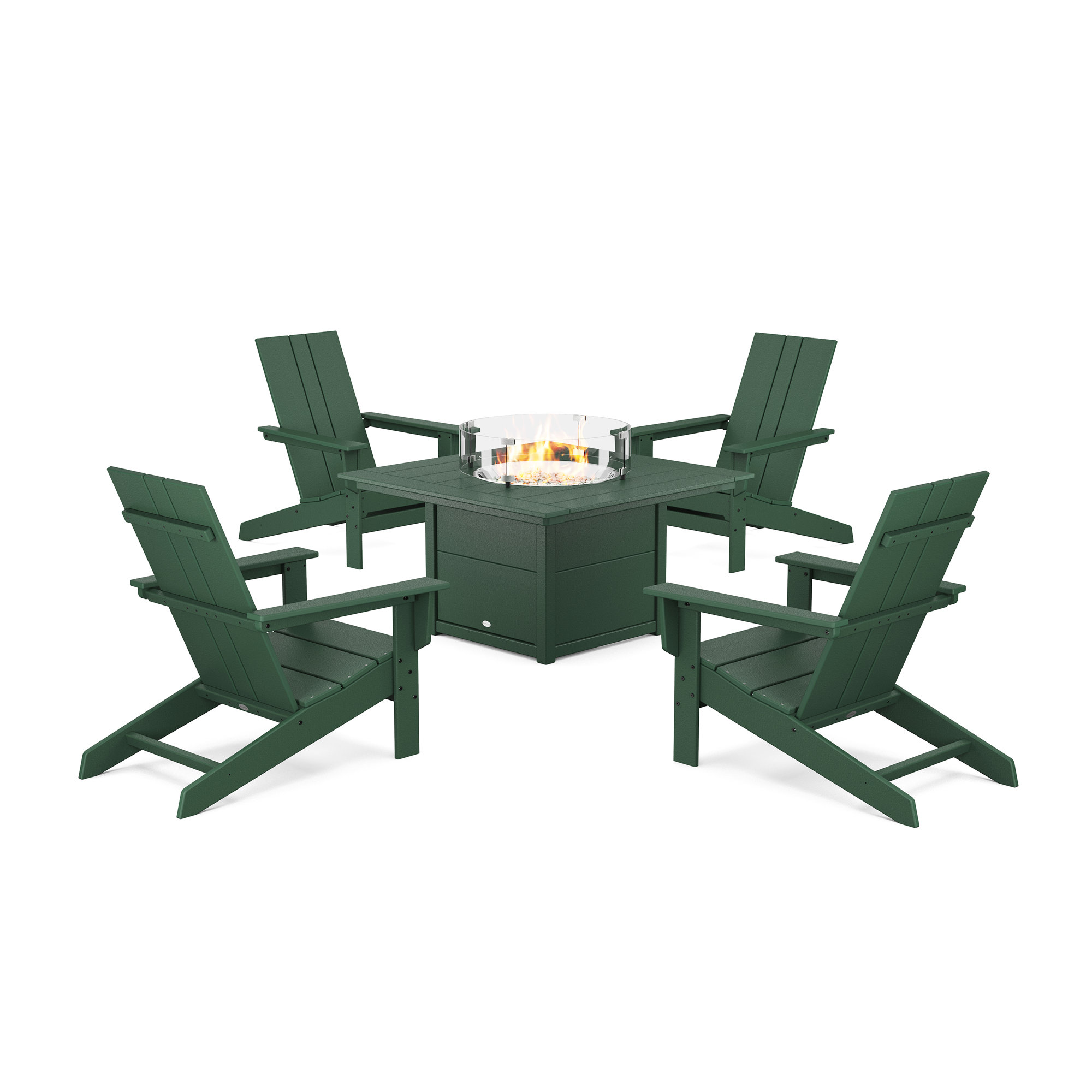 Outdoor Adirondack Chair With Table, Green