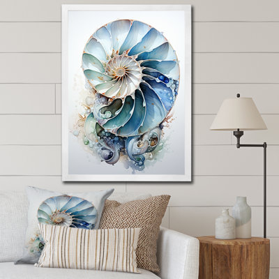 Nautilus Ocean Blue Sheels Symetry - Animals Wall Decor