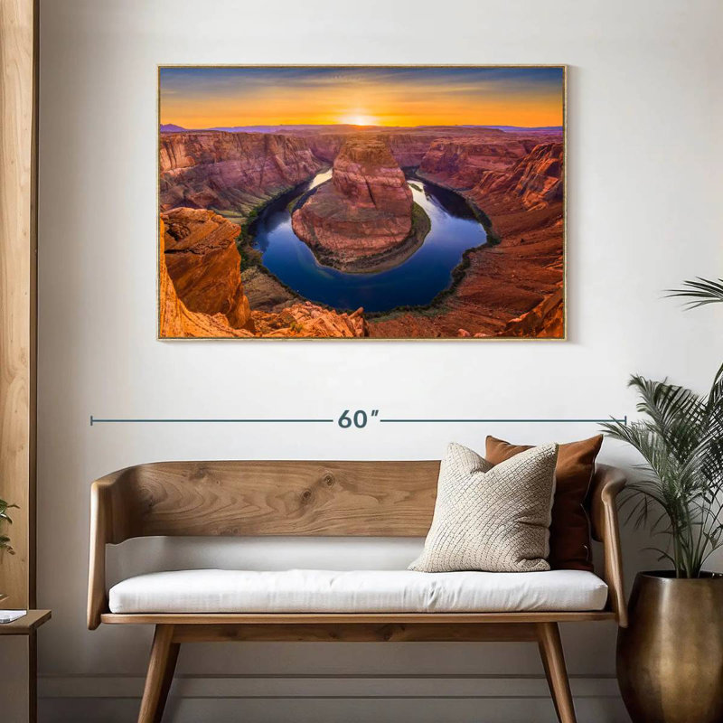 Surplombant le virage en fer à cheval, Cadre flottant en bois naturel, 46 po x 31 po