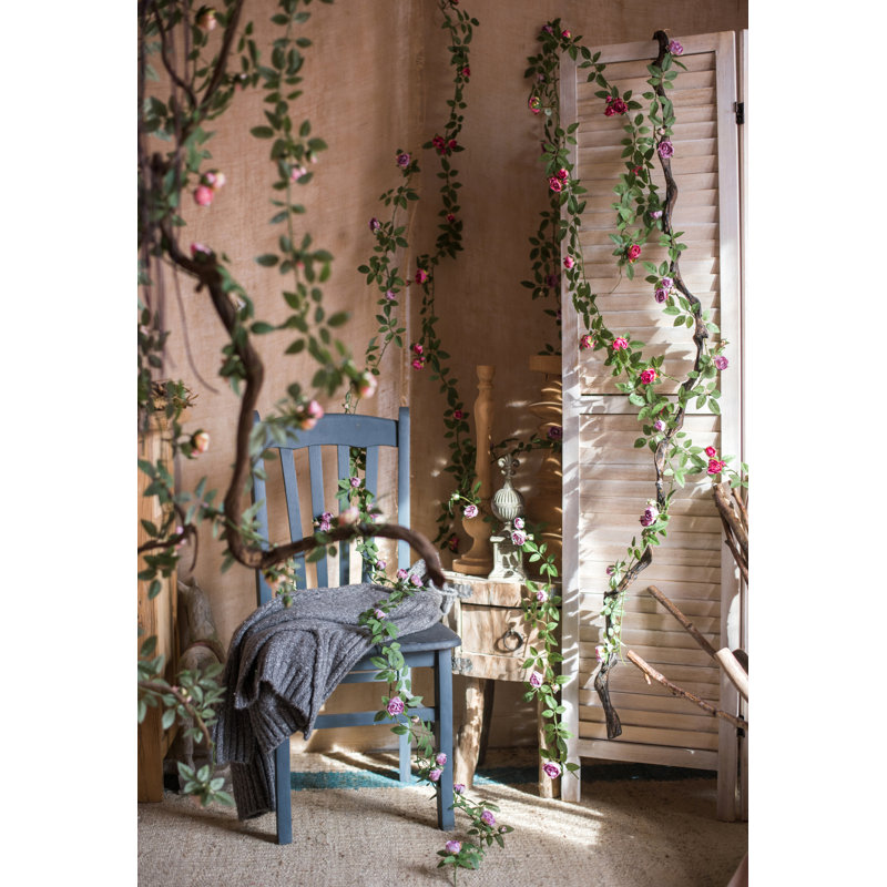 Tige de roses de vigne en soie, Rose
