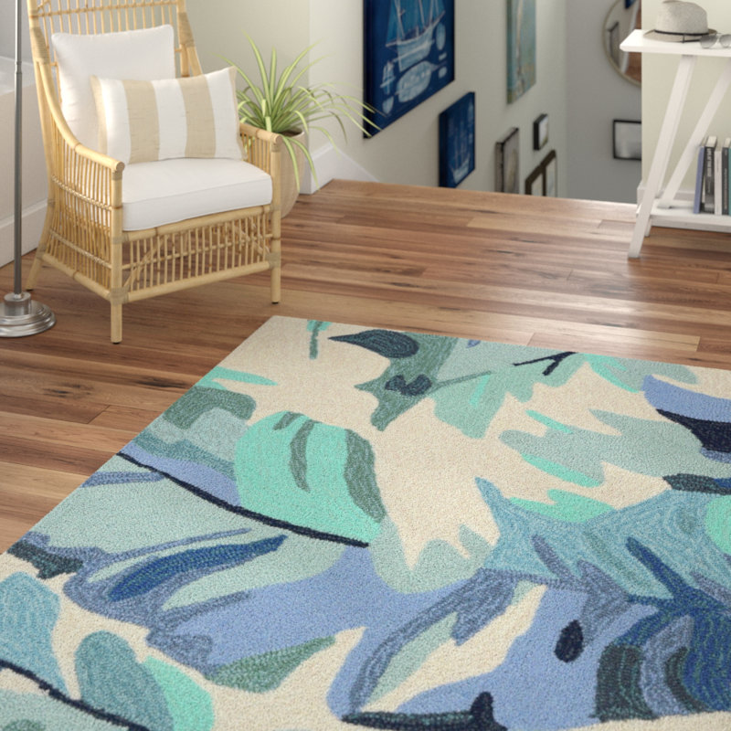 Tapis bleu touffeté à la main Walczak, Rectangle 5 pi x 7 pi 6 po