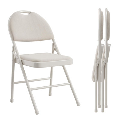 Ensemble de 2 chaises pliantes, chaise pliable en métal avec coussin et patins antidérapants, chaises de fête en lin