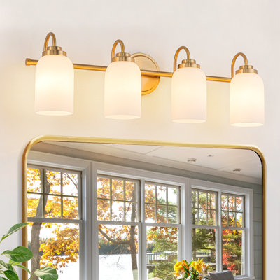 Luminaire de salle de bain à intensité variable avec abat-jour en verre blanc