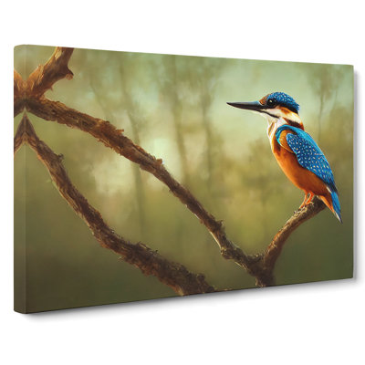 Enlightened Kingfisher Bird - Wrapped Canvas Print