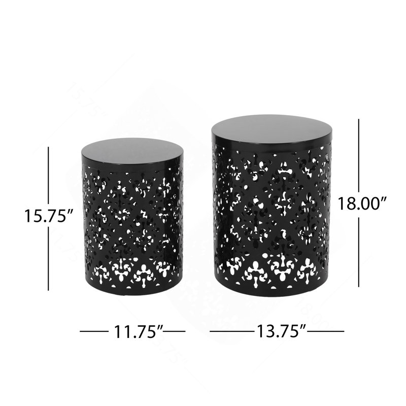 Metal S/2 End Table, Black