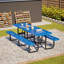 Table de pique-nique en métal robuste pour 10 personnes, salle à manger extérieure avec trou pour parasol, structure en acier galvanisé antirouille, 882 lb, plateau en filet-130155012-130155013-130155015