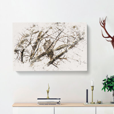 Great Horned Owl Resting - Wrapped Canvas Print