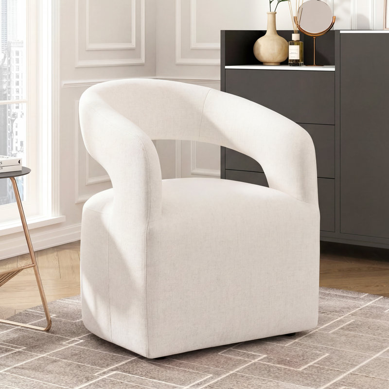 Hector 25.4" Wide Modern Upholstered Armchair With Open Back