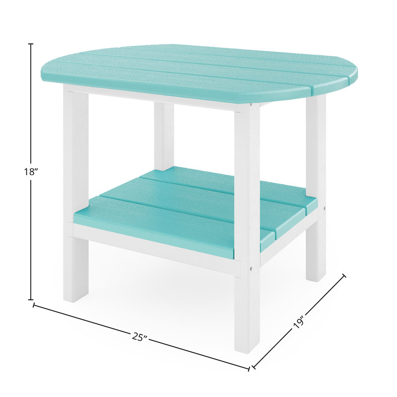 Table d'appoint ovale d'extérieur Ippolito, Bleu sarcelle Gulf Shores, Destin - blanc