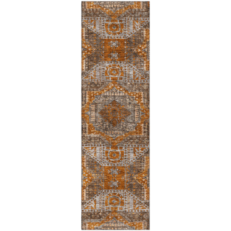 Premium Machine Washable Mayfield AMF1928 Global Rug, Runner 2'3" x 7'6"