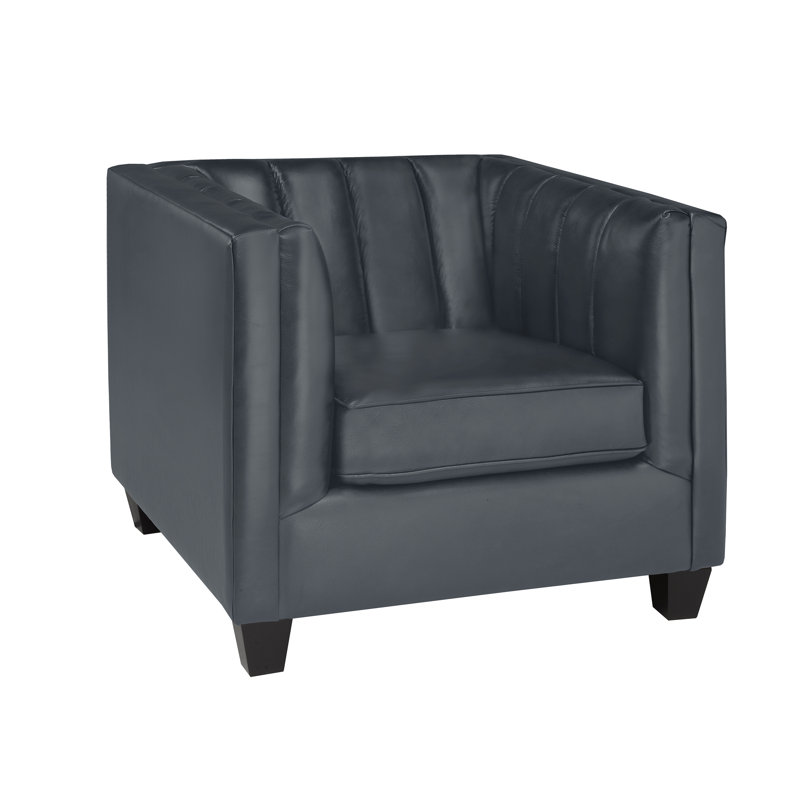 Fauteuil Telfair, Cuir véritable ardoise
