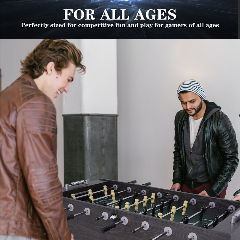 RayChee 55'' L Foosball Table with Telescopic Rods, Dark Brown