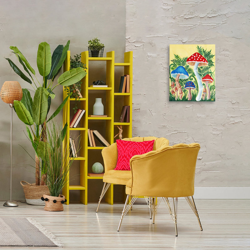 «Fungi Garden Mushroom Sprouts», art mural par Sarah Waldron Kimball, H 16 po x l 20 po