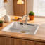 Évier de cuisine encastré en composite de quartz blanc 17 po x 19 po avec bonde arrière et accessoires