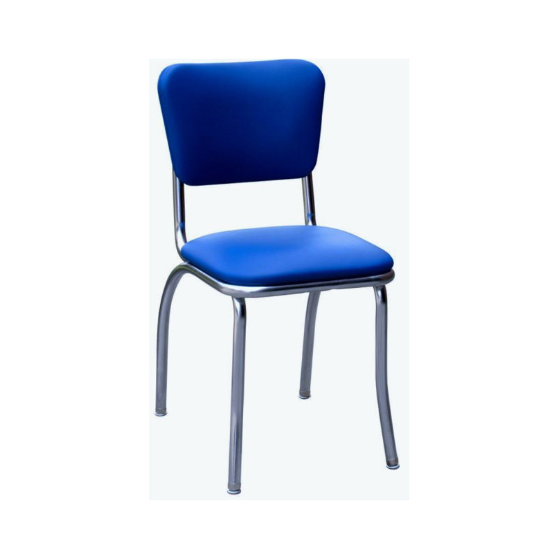 Chaise de salle à manger rembourrée rétro, Bleu royal