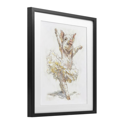 Ballet Pig Tutu Framed Print Under Glass, design by Ziwei Li