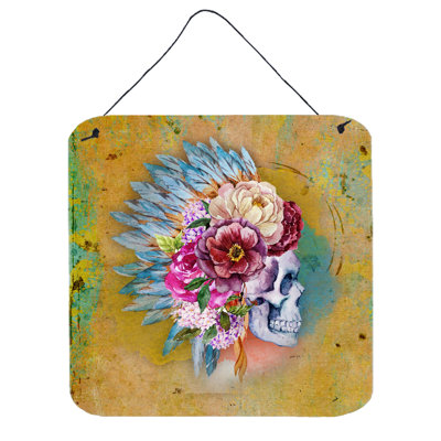 Décoration murale crâne lustre floral
