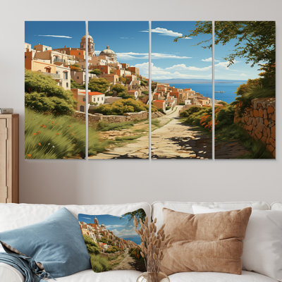 «Italian Village By The Coast I - Landscape Italy», art mural 4 pièces