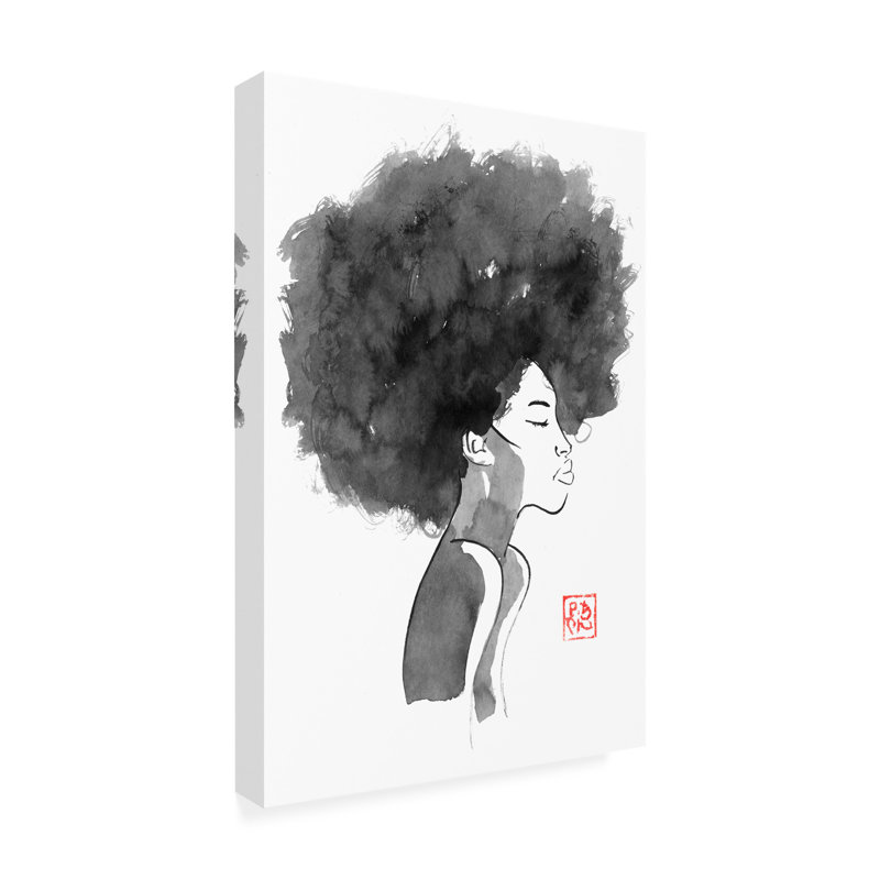 «People Afro Woman 2 on Canvas» par Pechane, reproduction, H 19 po x l 12 po x P 2 po