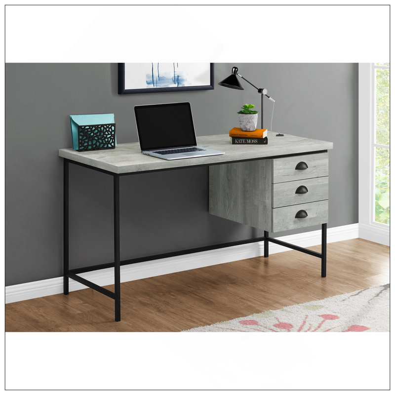 Bureau d'ordinateur polyvalent avec plusieurs options de rangement pour un travail efficace, Gris