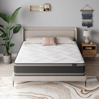 Matelas hybride à ressorts de 10 pouces avec mousse à mémoire de forme, ressorts ensachés individuellement pour isoler les mouvements, matelas dans une boîte, fermeté moyenne