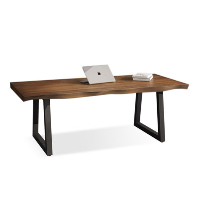 Tan+Black Rectangular Solid Wood+Iron desk