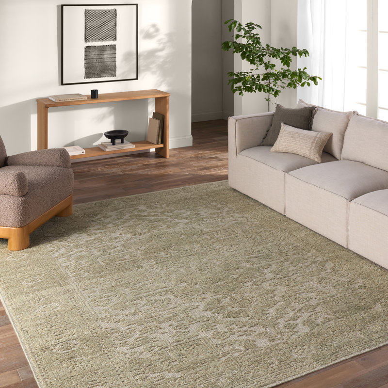 Jaipur Living Pranhita APS02 Handknotted Medallion Green and Light Gray Area Rug (10'x14'), Rectangle 9' x 12'