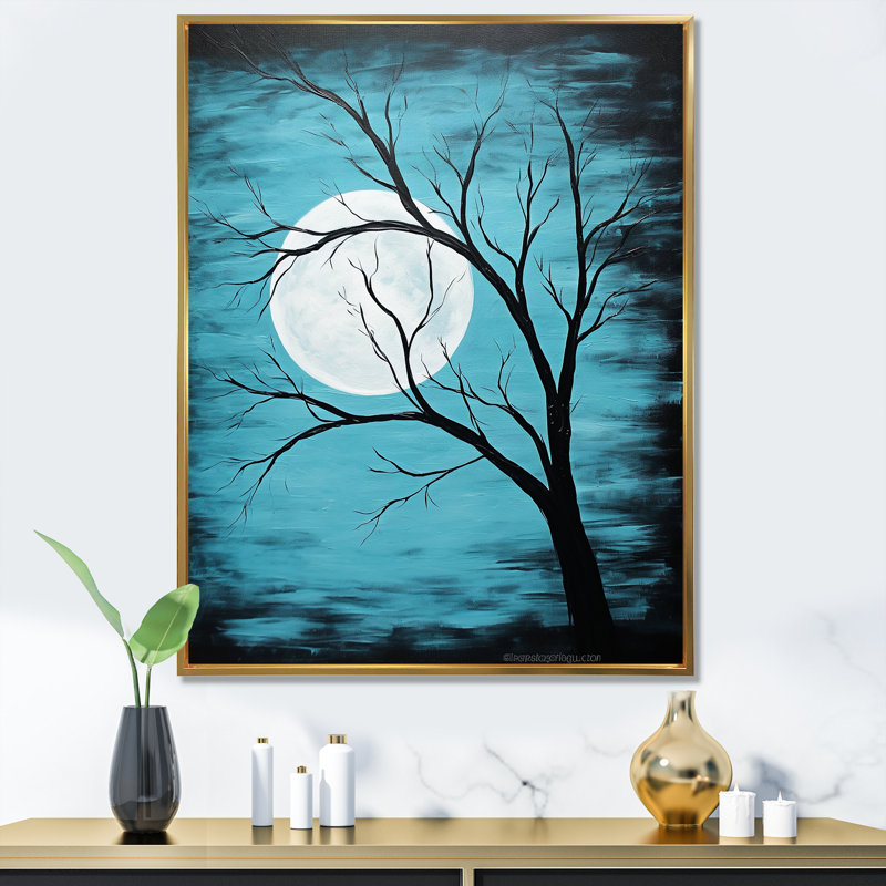 Blue Moon Tranquility I, Cadre flottant doré, H 20 po x l 12 po x P 1 po