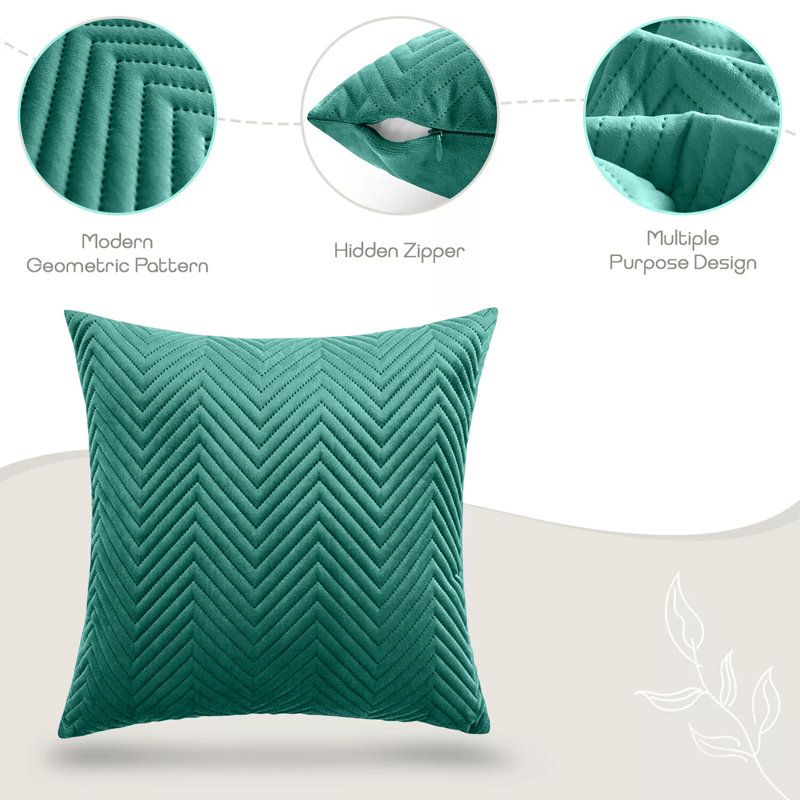Chevron Square Cushion, Emerald