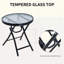 Ensemble bistro 3 pièces pour terrasse, chaise pliante avec table basse et table basse en verre pour cour, terrasse, terrasse