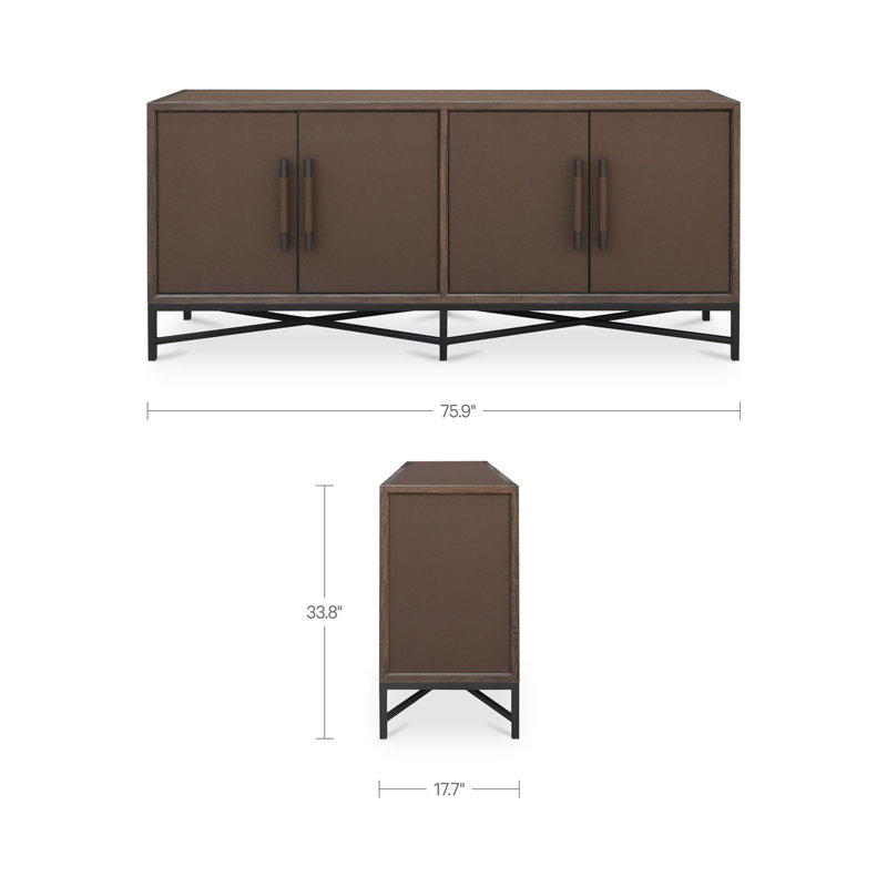 Meera 76" Wide Wood Sideboard, Brown