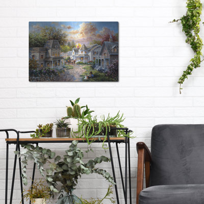  'Main Street Along A Country Village' by Nicky Boehme Metal Wall Art, 16" x 12"