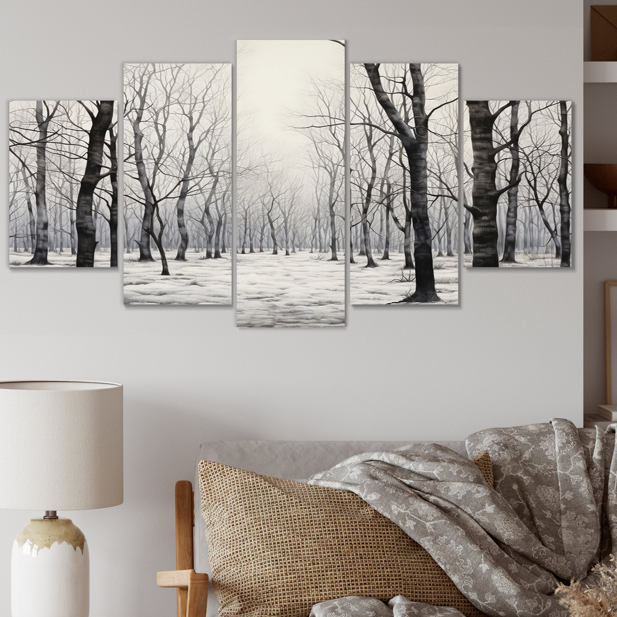 Millwood Pines Grey Forest Whispering Woods - Landscape Trees Canvas ...