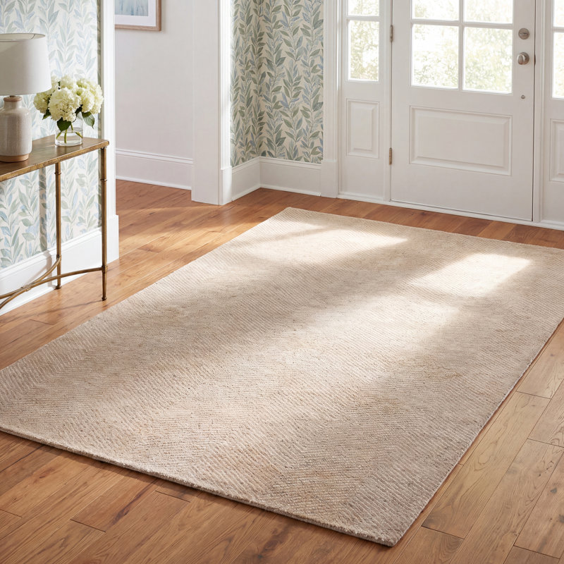 Jenna Evelynn Hand Knotted Light Beige Rug, Rectangle 2' x 3'