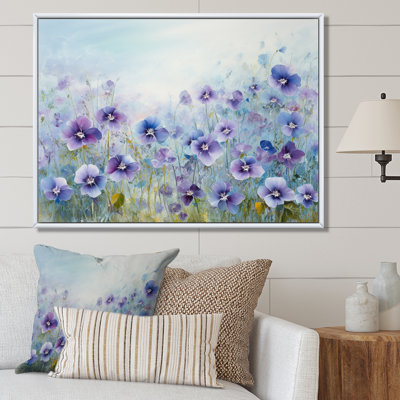" Purple Pansies Blooming Field III "
