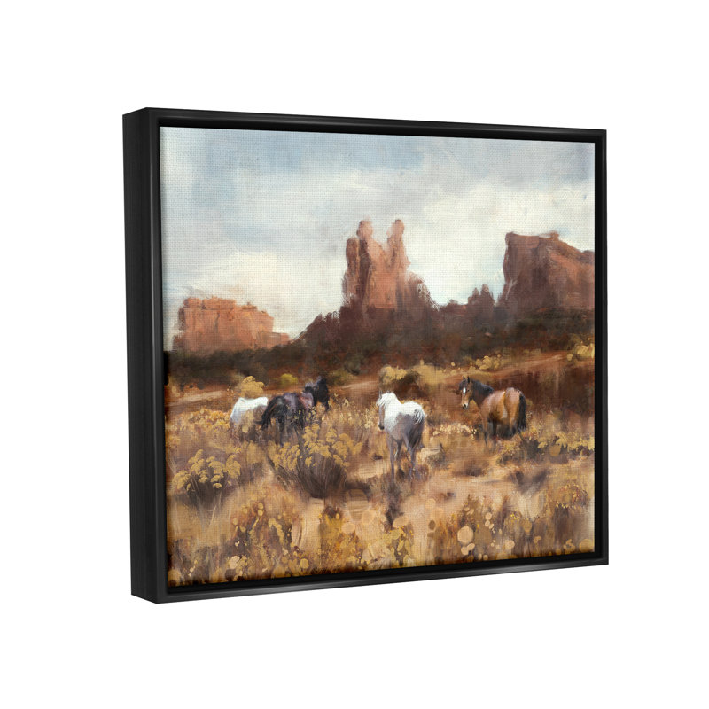 «Desert Horses Landscape», art mural sur toile flottante par Nina Blue, H 17 po x l 21 po x P 1,7 po