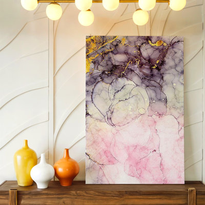 Abstrait rose mauve doré, texture de marbre, impression sur toile, abstrait or moderne, décoration rose pour le salon, la chambre, le bureau, le couloir, la galerie, décoration murale