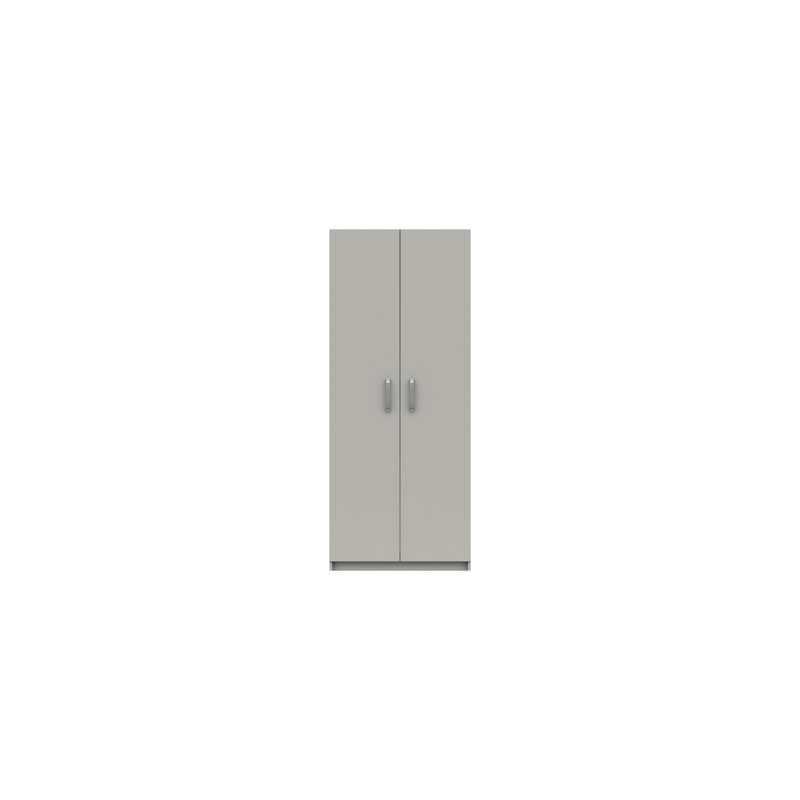 Narvaez 2 Door Manufactured Wood Wardrobe, Light Grey Gloss