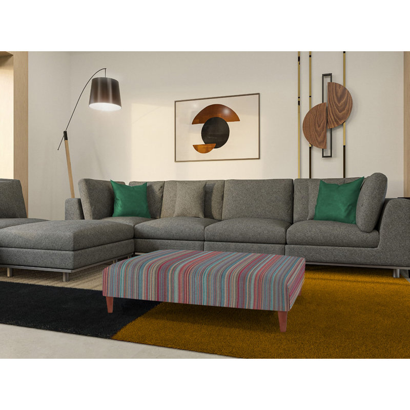 Jemotte 120cm Wide Velvet Rectangle Striped Cocktail Ottoman