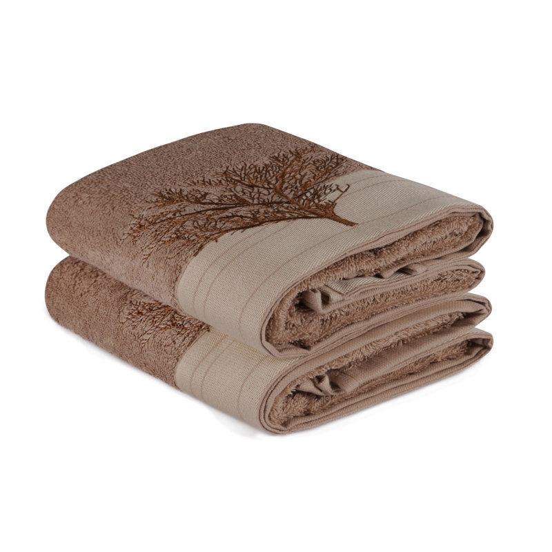 Ensemble de 2 serviettes en coton Weybridge, Brun pâle