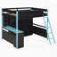 Lit mezzanine en bois avec bureau, grand espace de rangement et lumière-4744634