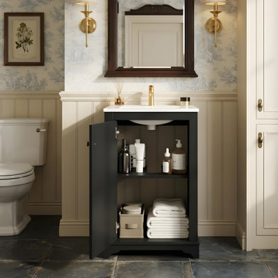 Meuble-lavabo compact avec lavabo et rangement polyvalent