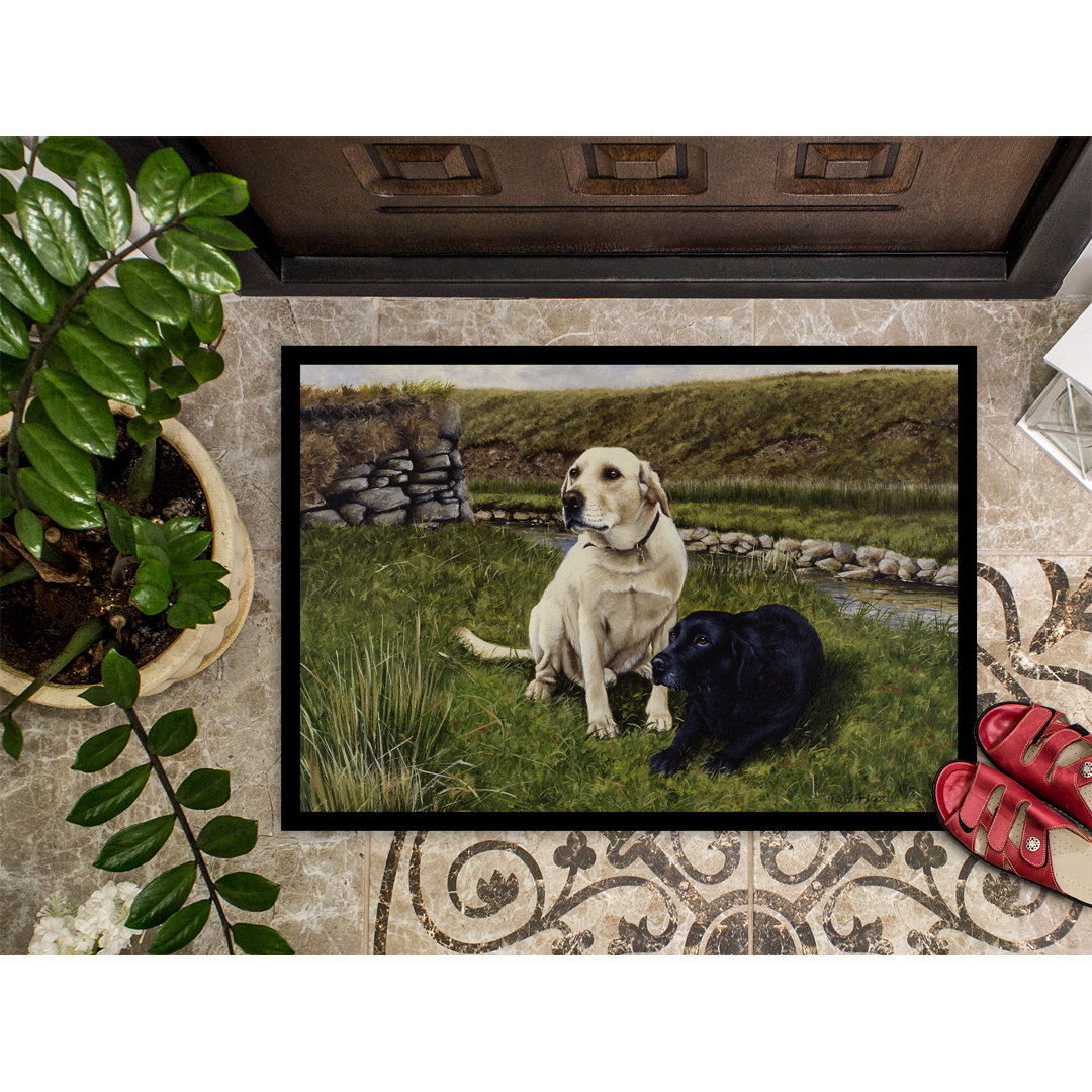 Tuskahoma Yellow and Black Labradors Non-Slip Outdoor Door Mat Winston Porter Mat 