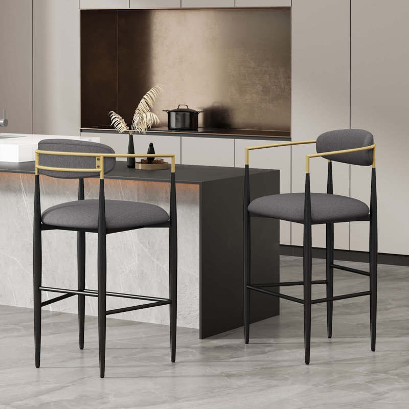 Tabourets de bar modernes et minimalistes pour comptoir de cuisine et salle à manger, ensemble de 2, Gris